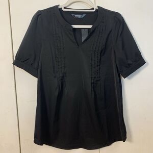 * NWT * Allegra K Woman's Sz Small Black Pleated Blouse